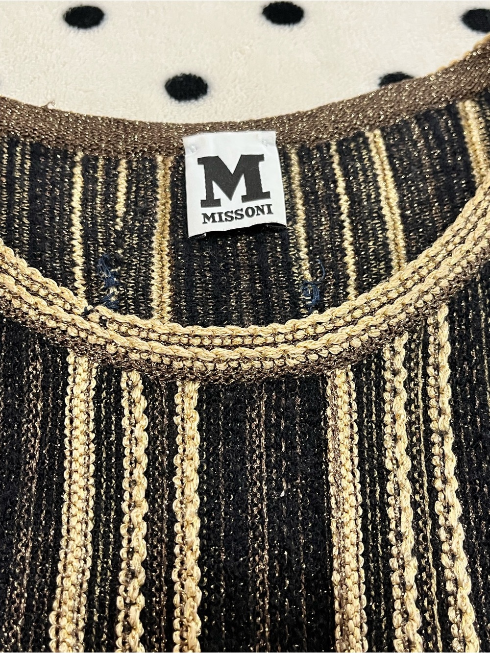 M Missoni Black & Gold Metallic Striped Knit Dress Size 40 - Picture 10 of 15